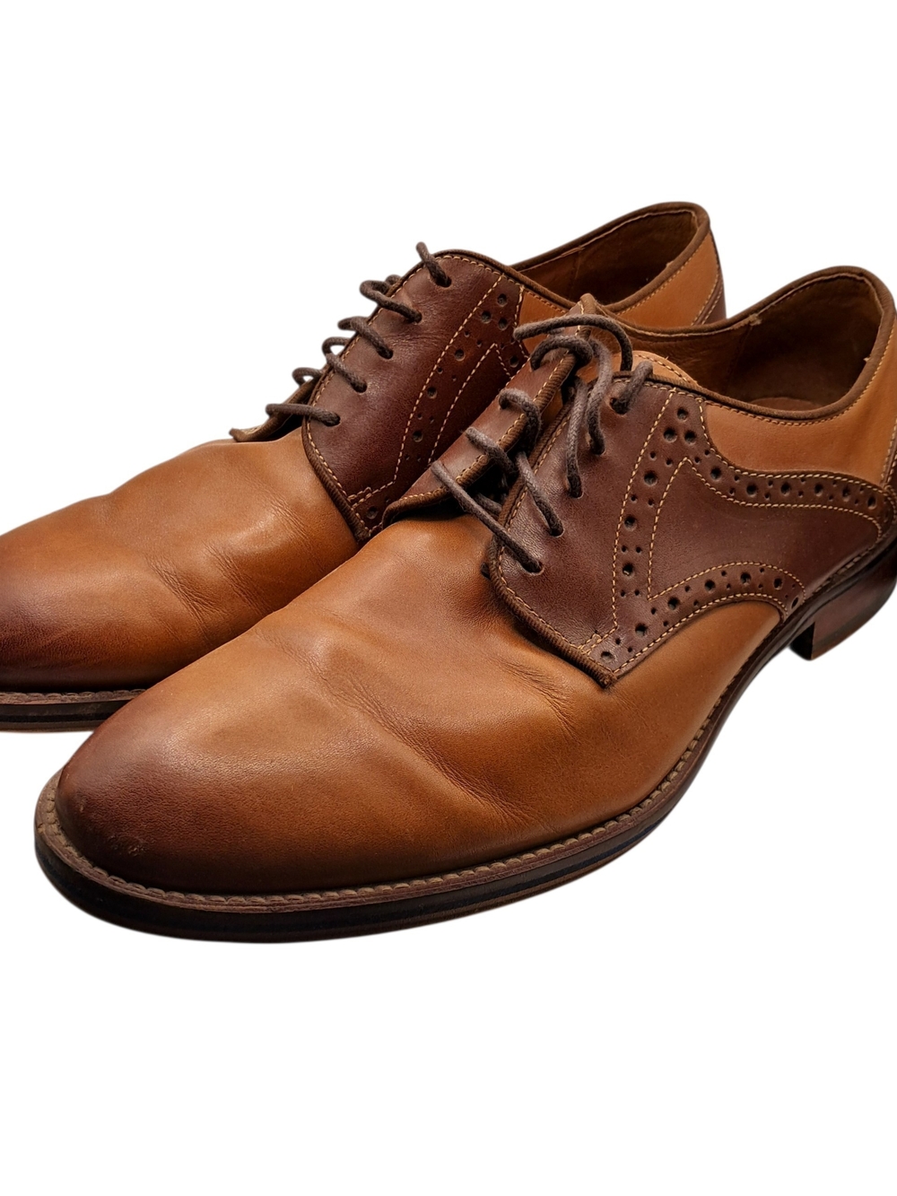 Johnston & Murphy Two-Tone Brown Leather Wingtip Oxfords